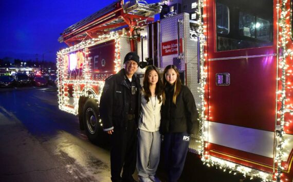 Scene from Federal Way’s tree lighting festivities Dec. 2023 at Town Square Park. Photo by Bruce Honda