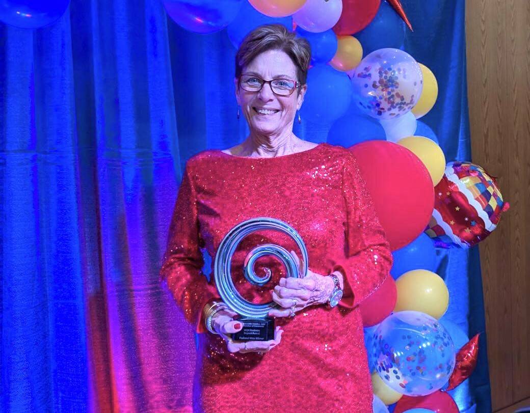 Cindy Ducich of the Federal Way Mirror after receiving the Business Impact Award at the Greater Federal Way Chamber of Commerce’s fundraising gala Nov. 16. Courtesy photo