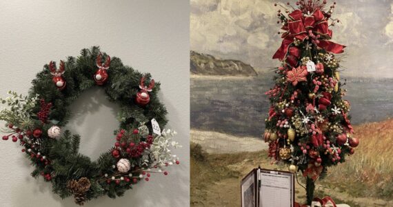 A wreath and a tree from the Village Green “Festival of Trees.” Courtesy photo.