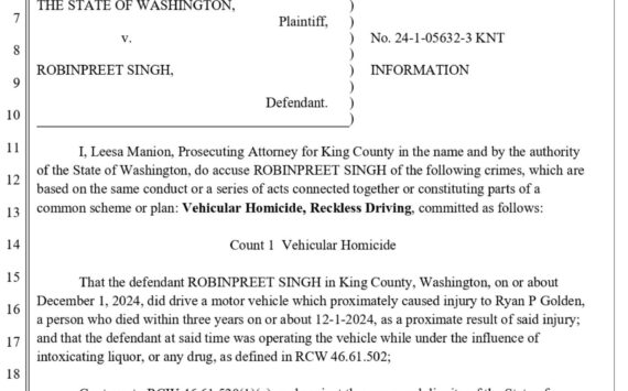 Robinpreet Singh’s charging documents. Photo courtesy of King County Superior Court.