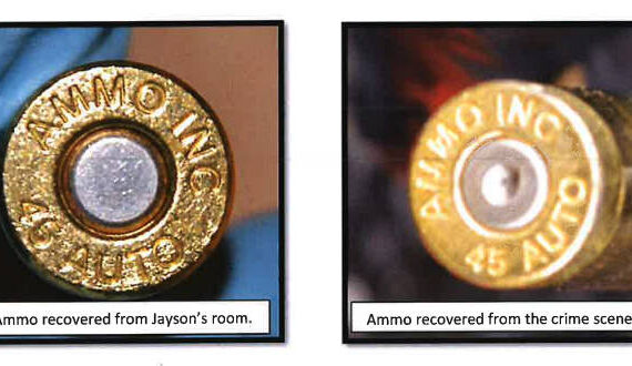 The bullet found in Jayson Jack’s room and the bullet found at the scene. (Photo from charging documents)