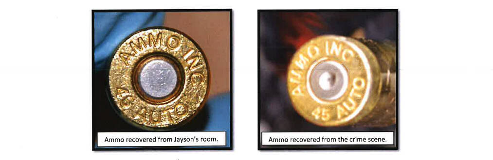 The bullet found in Jayson Jack’s room and the bullet found at the scene. (Photo from charging documents)