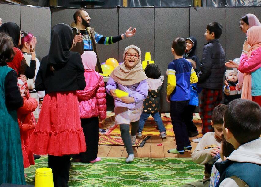 Children play games in April 2024 at the Islamic Center of Federal Way in Kent. Someone threw objects that broke windows at the center on Saturday, Dec. 28. File Photo, Keelin Everly-Lang/Sound Publishing