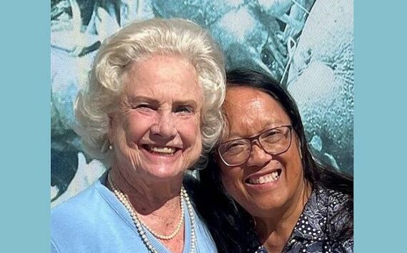 Helena Reynolds (right) with Mary Anne Hamilton at her 89th birthday party in Seminole, Florida, in February 2023. Mary Anne and Helena wrote the book “Destined to Be a Hamilton.” Photo provided by Helena Reynolds.