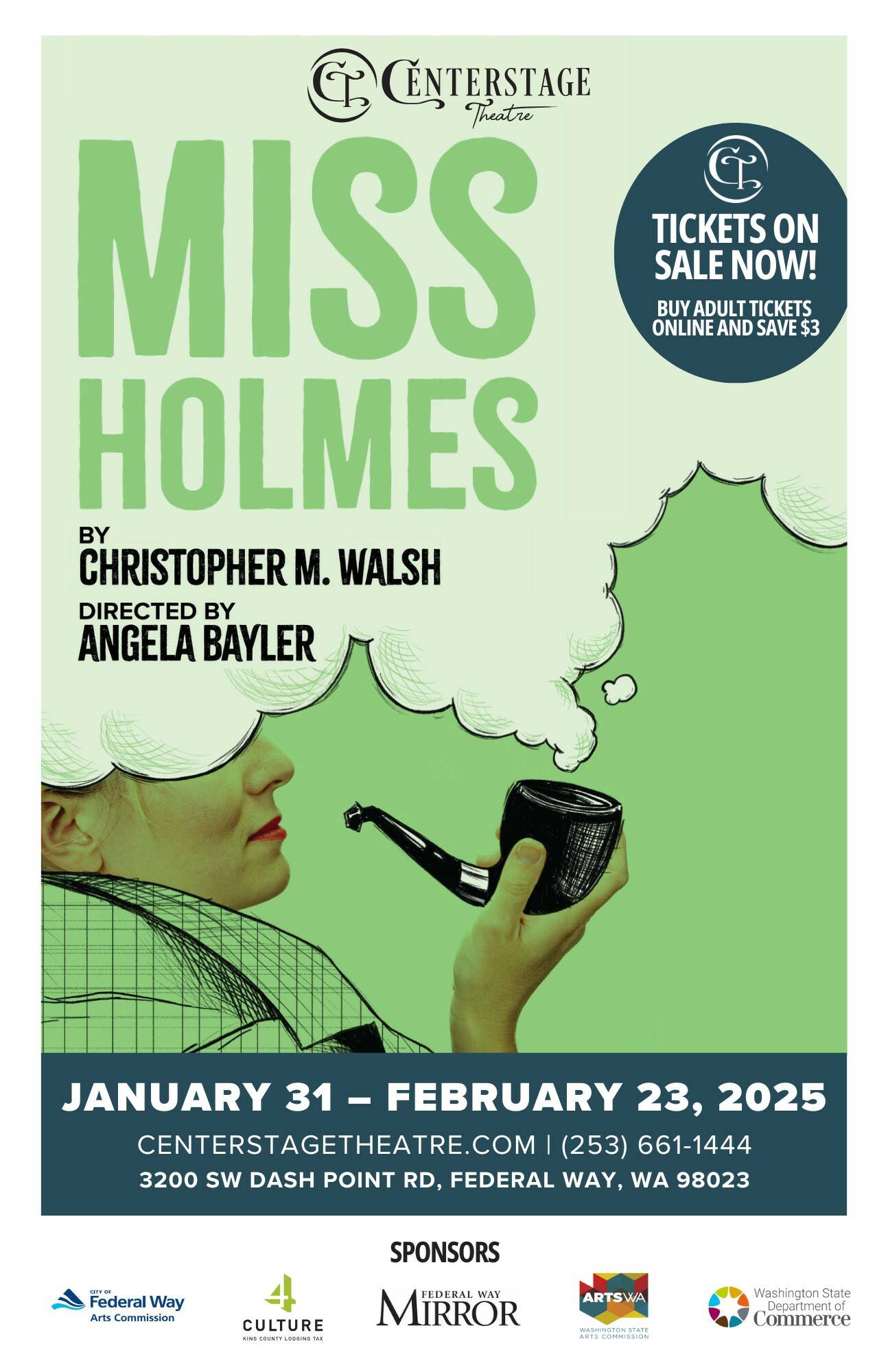 ‘Miss Holmes’ show poster. Courtesy of Centerstage Theatre