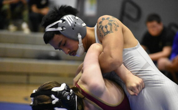 Cohen Vongsady wrestling his opponent from White River. Ben Ray / The Mirror