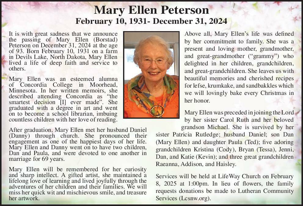 Mary Ellen Peterson | Obituary